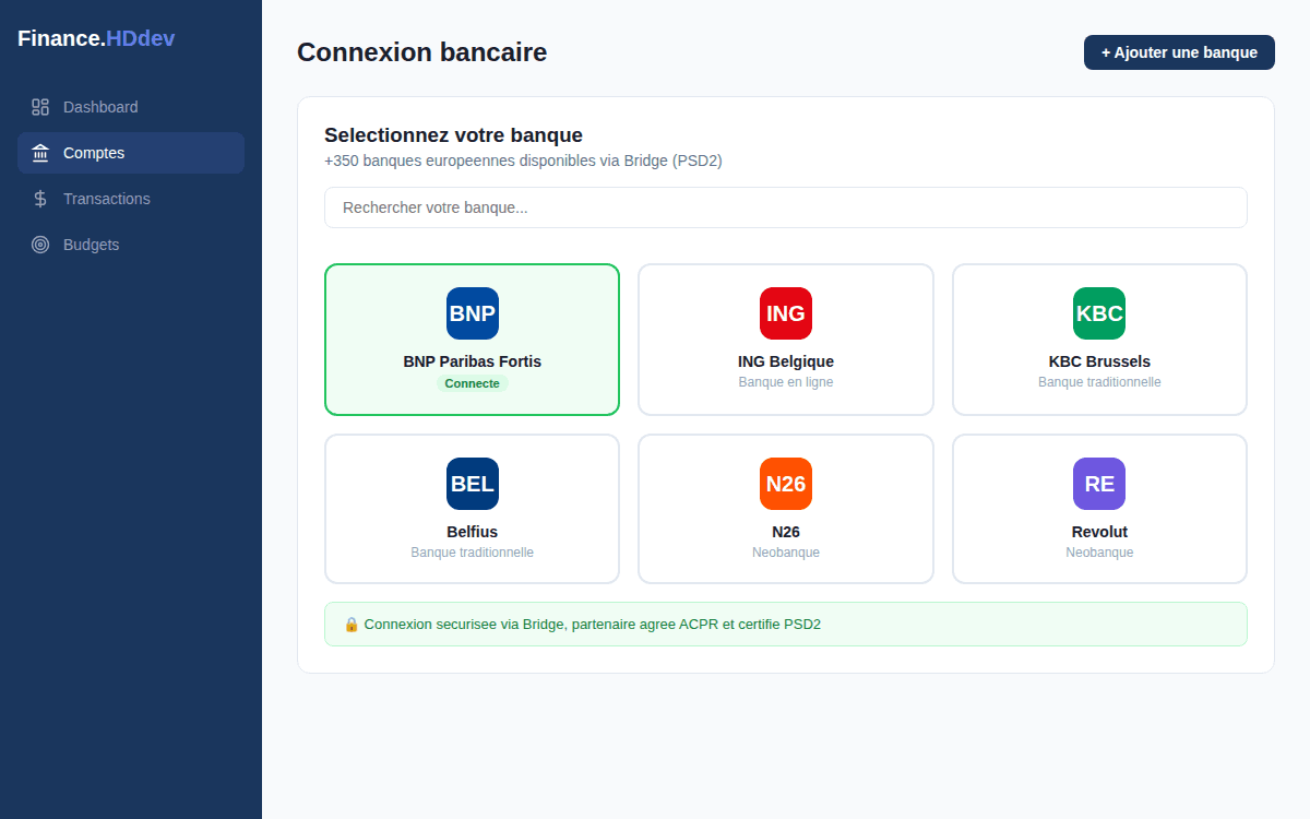 Etape 2 — Conexión bancaria