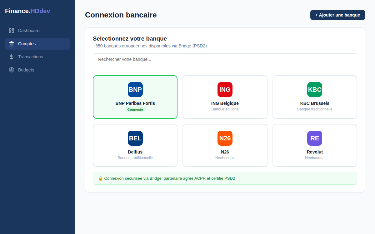 Etape 2 — Connexion bancaire